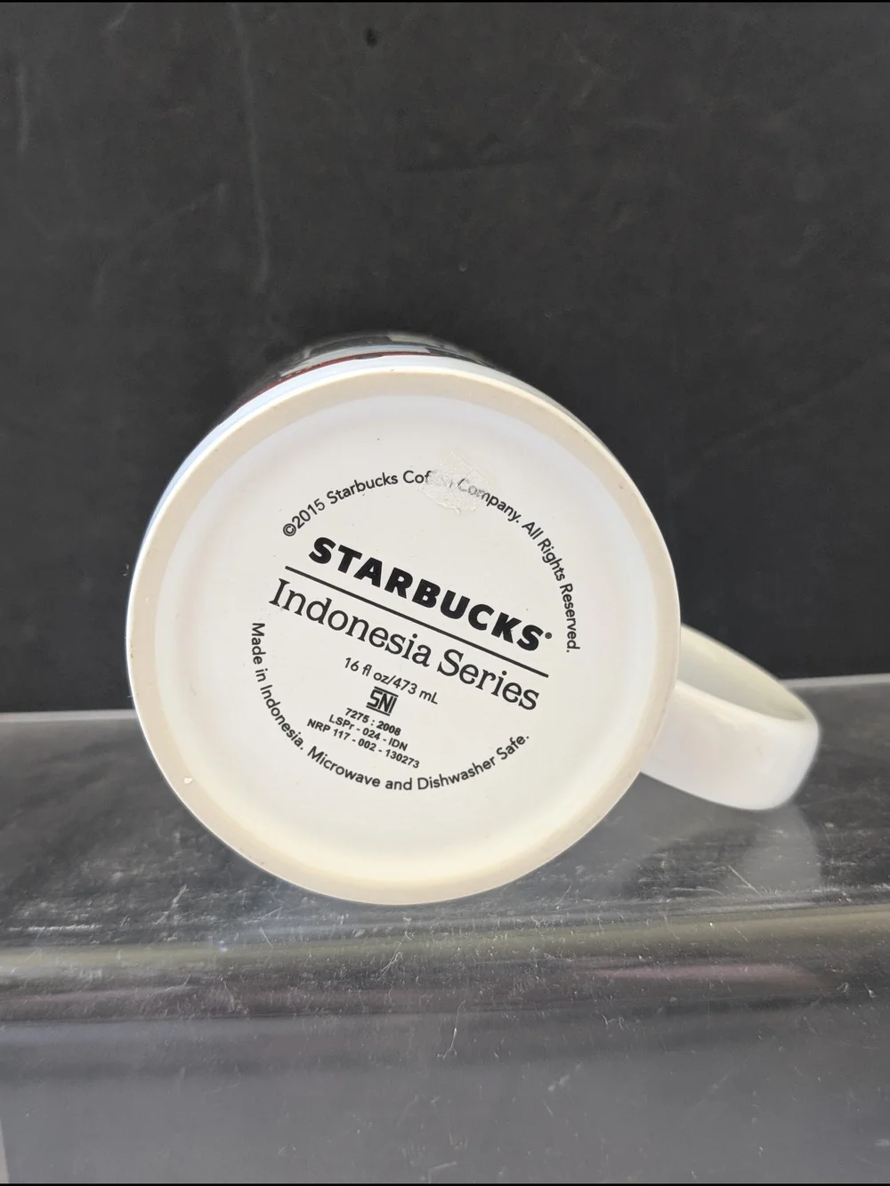Starbucks White Jakarta Mug with Green and Red Accents